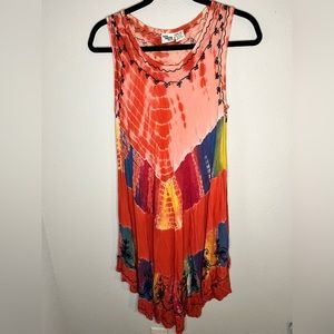 Tropical Fashion tie dyed rayon dress size M
